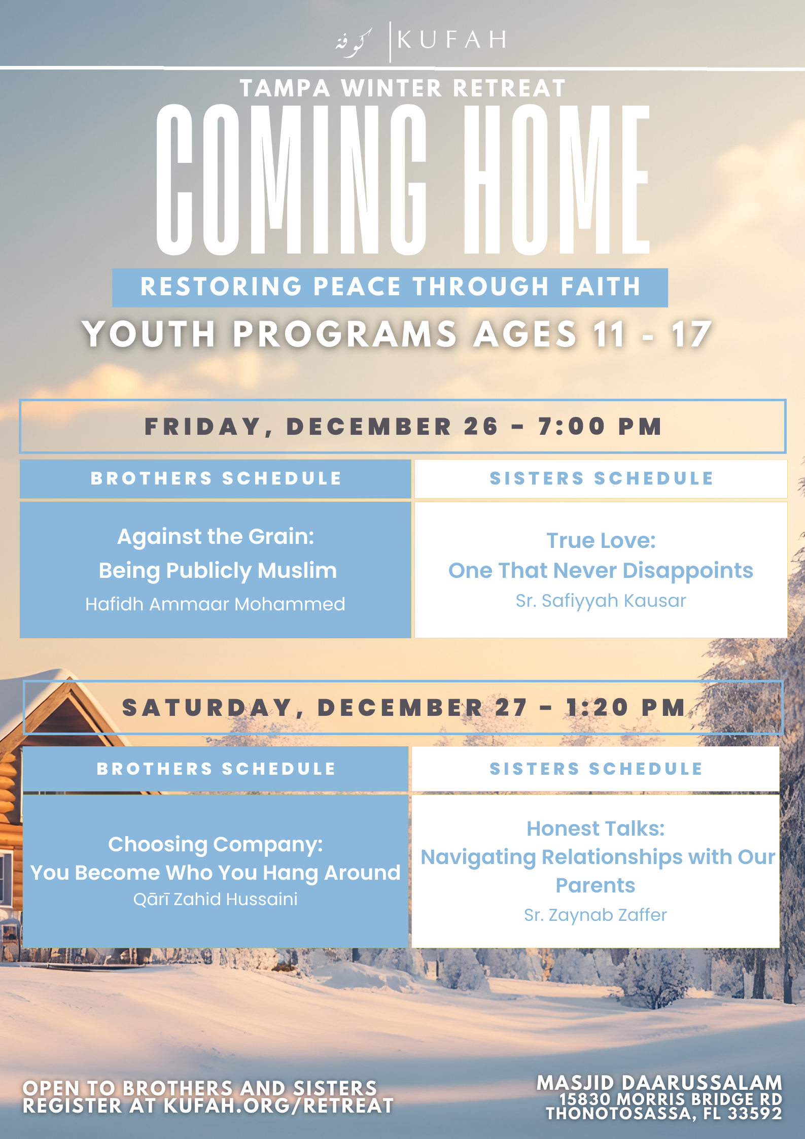 Youth Sessions Schedule