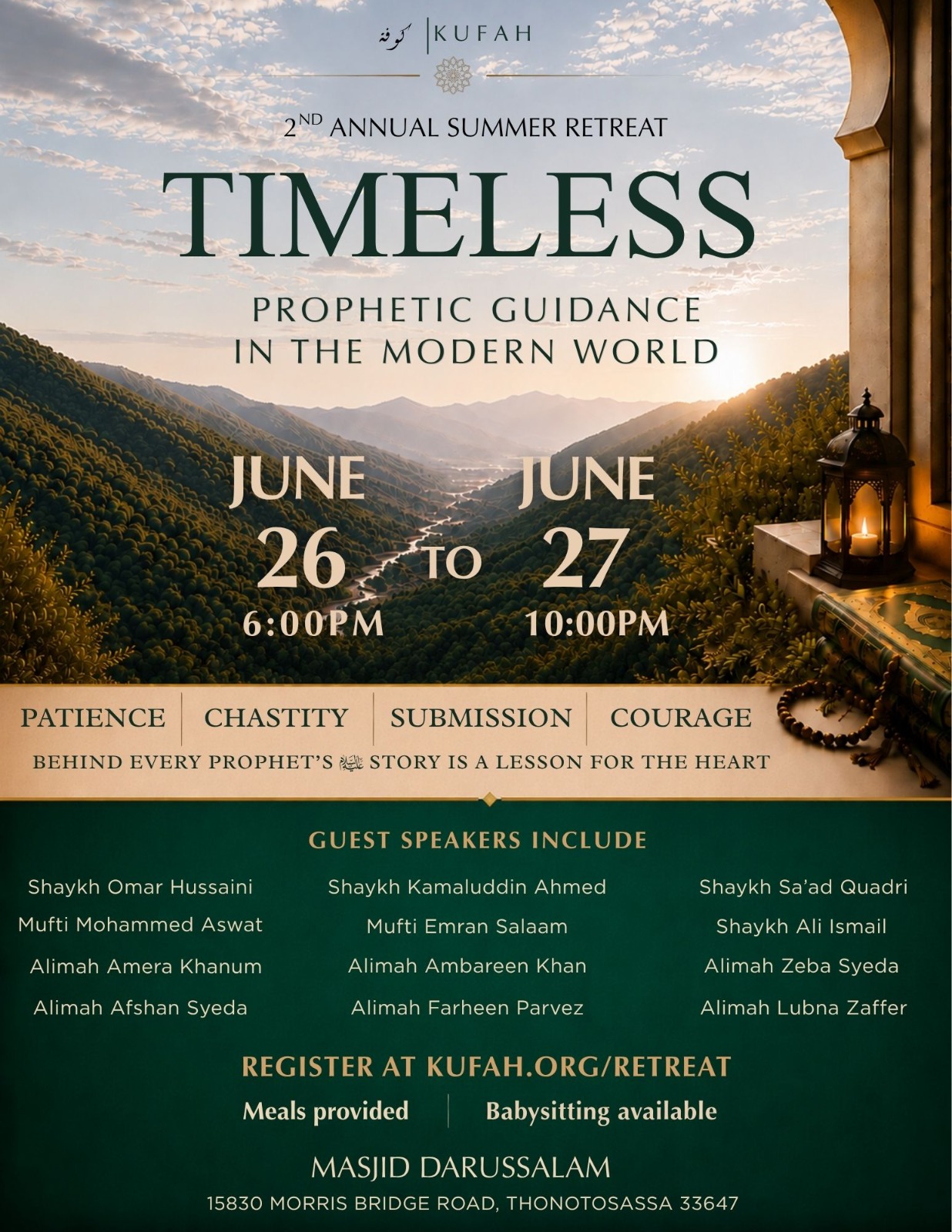 Timeless Guidance — Kufah Summer Retreat 2026 Flyer